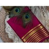 Women's Crepe Chit Pallu Solid Saree With Unstitched Blouse 5.5Mtr (Dark Pink) Women's Crepe Chit Pallu Solid Saree With Unstitched Blouse 5.5Mtr (Dark Pink)