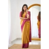 Women's Soft Lichi Silk Printed Saree With Unstitched Blouse 5.5Mtr (Mustard ) Women's Soft Lichi Silk Printed Saree With Unstitched Blouse 5.5Mtr (Mustard )