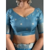 Women's Satin Printed Saree With Unstitched Blouse 5.5Mtr (light Blue)