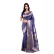 Women's Banarasi Silk Printed Saree With Unstitched Blouse 5.5Mtr (Blue)