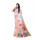 Women's Georgette Floral Printed Saree With Unstitched Blouse 5.5Mtr (Orange)
