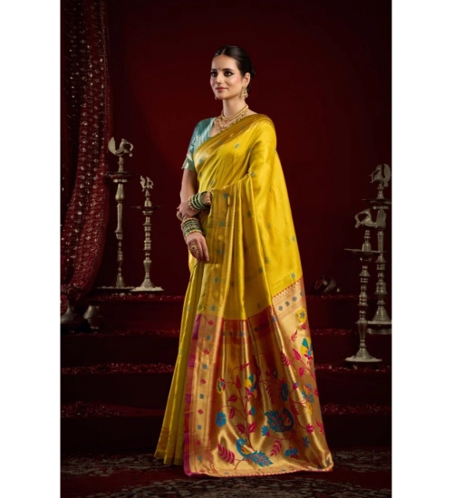 Women's Silk Blend Woven Saree With Unstitched Blouse 5.5 Mtr (Mustard) Women's Silk Blend Woven Saree With Unstitched Blouse 5.5 Mtr (Mustard)