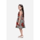 Girl's Polyester Crepe Floral Shoulder Straps Dress (Red) Girl's Polyester Crepe Floral Shoulder Straps Dress (Red)
