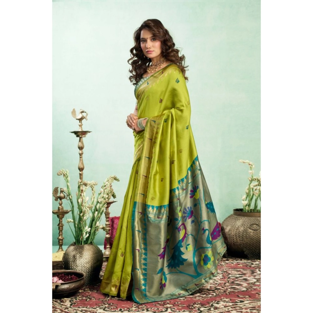 Women's Silk Blend Woven Saree With Unstitched Blouse 5.5 Mtr (Lime) Women's Silk Blend Woven Saree With Unstitched Blouse 5.5 Mtr (Lime)