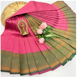 Women's Soft Silk Printed Saree With Unstitched Blouse 5.5Mtr (Pink)