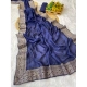 Women's Silk Embroidred Saree With Unstitched Blouse 5.5Mtr (Blue)