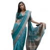 Women's Silk_Blend Butti Pattern Saree With Unstitched Blouse 5.5Mtr (Teal)