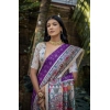 Women's Faux_Tussar Geometric_Print Saree With Unstitched Blouse 5.5Mtr (Purple)