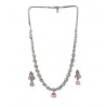 Women's Brass Silver Plated Necklace set (Pink)