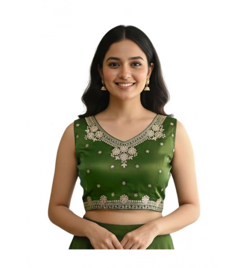 Women's Zimmi Choo Embroidered V-Neck Padded Blouse (Light-Green 38 Ready (Self Alterable 36–40)