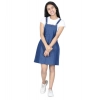Girl's Denim Solid Sleeveless Dress (Blue) Girl's Denim Solid Sleeveless Dress (Blue)