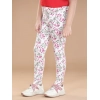 Girl's Cotton Lycra Floral Elasticated Jeggings (White-Pink) Girl's Cotton Lycra Floral Elasticated Jeggings (White-Pink)