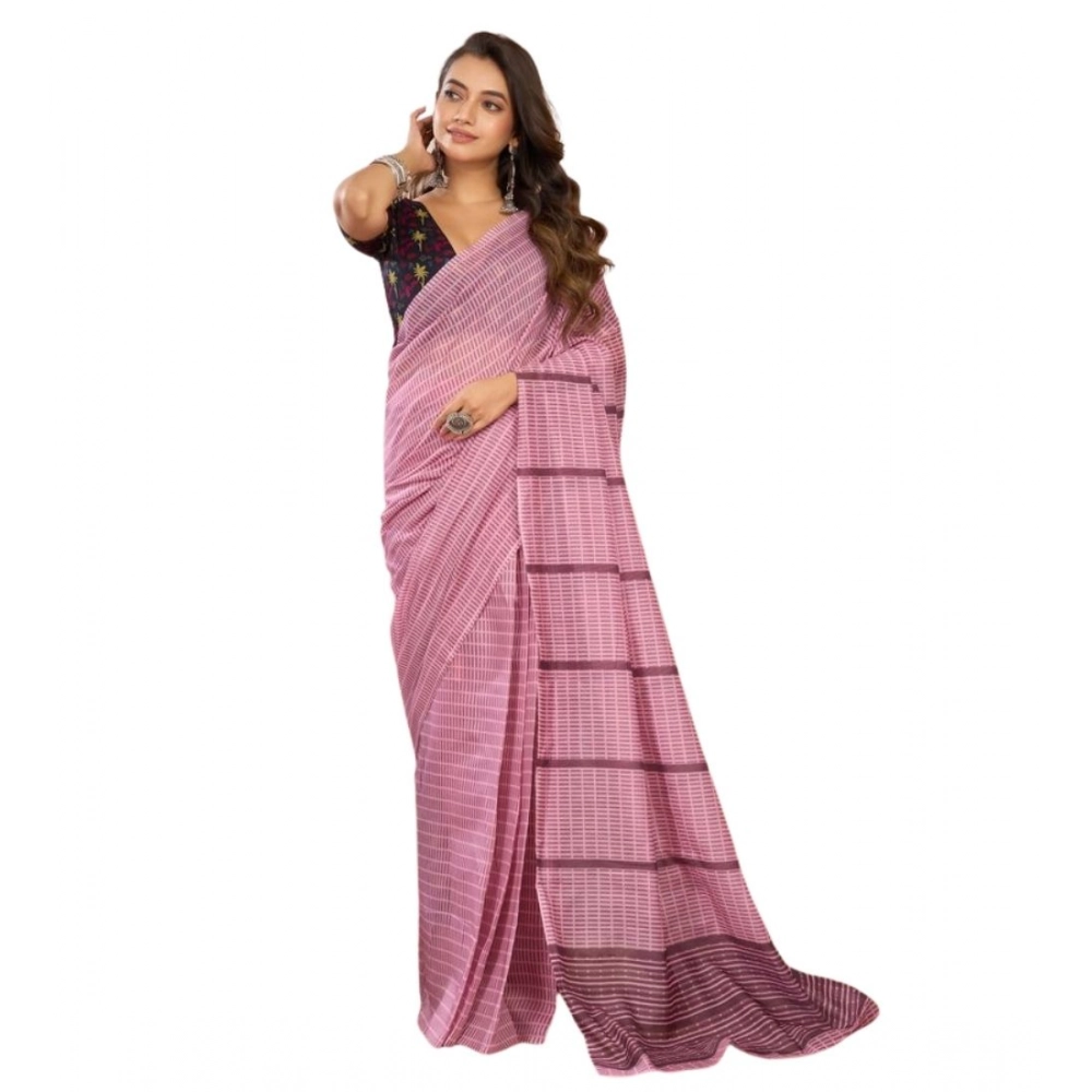 Women's Faux Linen Geometric Ready to wear Saree With Unstitched Blouse 5.5Mtr (LightPink) Women's Faux Linen Geometric Ready to wear Saree With Unstitched Blouse 5.5Mtr (LightPink)