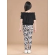 Girl's Cotton Floral Elasticated Jegging and Top Set (Black) Girl's Cotton Floral Elasticated Jegging and Top Set (Black)