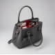 Women's PU Leather Solid Shoulder Zipper Handbag (Grey)