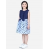 Girl's Denim Polka Sleeveless Dress (Blue) Girl's Denim Polka Sleeveless Dress (Blue)