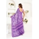 Women's Linen Cotton Printed Ready To Wear Saree With Unstitched Blouse 5.5 Mtr (Purple)