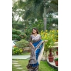 Women's Faux_Tussar Geometric_Print Saree With Unstitched Blouse 5.5Mtr (Royal_Blue) Women's Faux_Tussar Geometric_Print Saree With Unstitched Blouse 5.5Mtr (Royal_Blue)