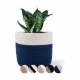 Cotton Flower Pot (White Blue)
