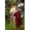Women's Litchi silk Printed Saree With Unstitched Blouse (Maroon) Women's Litchi silk Printed Saree With Unstitched Blouse (Maroon)