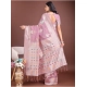 Women's Linen Cotton Printed Saree With Unstitched Blouse 5.5Mtr (Purple)