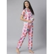 Women's Cotton Blend Printed Short Sleeve Night Suit (Pink) Women's Cotton Blend Printed Short Sleeve Night Suit (Pink)