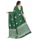 Women's Soft Lichi Silk Printed Saree With Unstitched Blouse 5.5Mtr (Green)