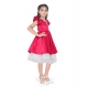 Girl's Satin Soild Short Sleeve V Neck Dress (Pink)