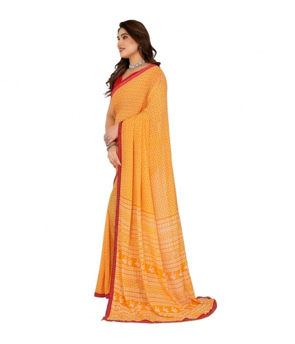 Women's Georgette Printed Saree With Unstitched Blouse 5.5Mtr (Yellow) Women's Georgette Printed Saree With Unstitched Blouse 5.5Mtr (Yellow)