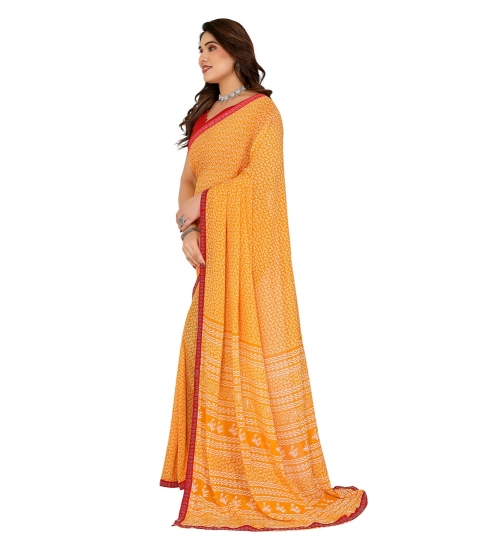 Women's Georgette Printed Saree With Unstitched Blouse 5.5Mtr (Yellow) Women's Georgette Printed Saree With Unstitched Blouse 5.5Mtr (Yellow)