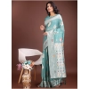 Women's Linen Cotton Printed Saree With Unstitched Blouse 5.5Mtr (Sea Green) Women's Linen Cotton Printed Saree With Unstitched Blouse 5.5Mtr (Sea Green)