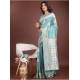 Women's Linen Cotton Printed Saree With Unstitched Blouse 5.5Mtr (Sea Green)