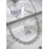 Women's Brass Silver Plated Necklace set (Silver)
