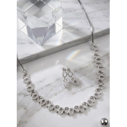 Women's Brass Silver Plated Necklace set (Silver)