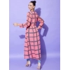 Women's Polyester Check Long Sleeves Shrug (Pink)