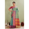 Women's Silk Blended Jaquard Woven Saree With Unstitched Blouse 5.5Mtr (Light Green)