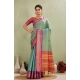 Women's Silk Blended Jaquard Woven Saree With Unstitched Blouse 5.5Mtr (Light Green)