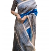 Women's Faux_Tussar Geometric_Print Saree With Unstitched Blouse 5.5Mtr (Royal_Blue) Women's Faux_Tussar Geometric_Print Saree With Unstitched Blouse 5.5Mtr (Royal_Blue)