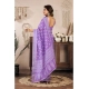 Women's Linen Cotton Printed Ready To Wear Saree With Unstitched Blouse 5.5 Mtr (Lavender)