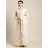 Women's Linen Cotton Printed Saree With Unstitched Blouse 5.5Mtr (Cream) Women's Linen Cotton Printed Saree With Unstitched Blouse 5.5Mtr (Cream)