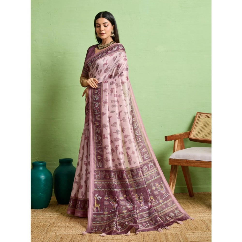 Women's Silk Blend Printed Saree With Unstitched Blouse 5.5Mtr (Grey) Women's Silk Blend Printed Saree With Unstitched Blouse 5.5Mtr (Grey)