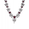 Women's Brass Silver Plated Necklace set (Red)