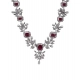 Women's Brass Silver Plated Necklace set (Red)