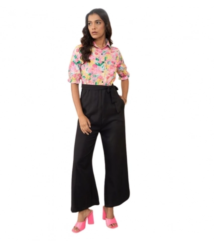 Women's Polyester Floral Half Sleeves Jumpsuit (Multicolor)