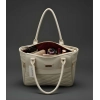 Women's PU Leather Solid Shoulder Zipper Handbag (Cream)