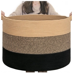 Cotton Mix 16x14 Inch Pack of 1 Storage Basket For Clothes (Multicolor)