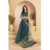 Women's Faux Linen Floral Ready to wear Saree With Unstitched Blouse 5.5Mtr (Light_Teal) Women's Faux Linen Floral Ready to wear Saree With Unstitched Blouse 5.5Mtr (Light_Teal)