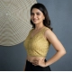 Women's Silk Blend Embroidered V-Neck Non Padded Blouse (Beige 38 Ready (Alterable up to 42)