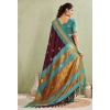 Women's Silk Blended Jaquard Woven Saree With Unstitched Blouse 5.5Mtr (Purple)