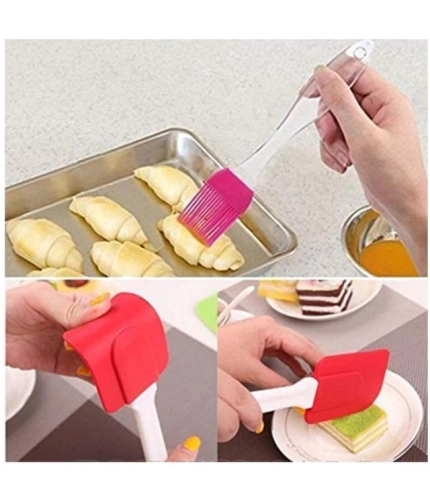 Pack Of 5_Silicone Spatula with Brush – Heat Resistant Cooking And Baking (Color: Assorted )